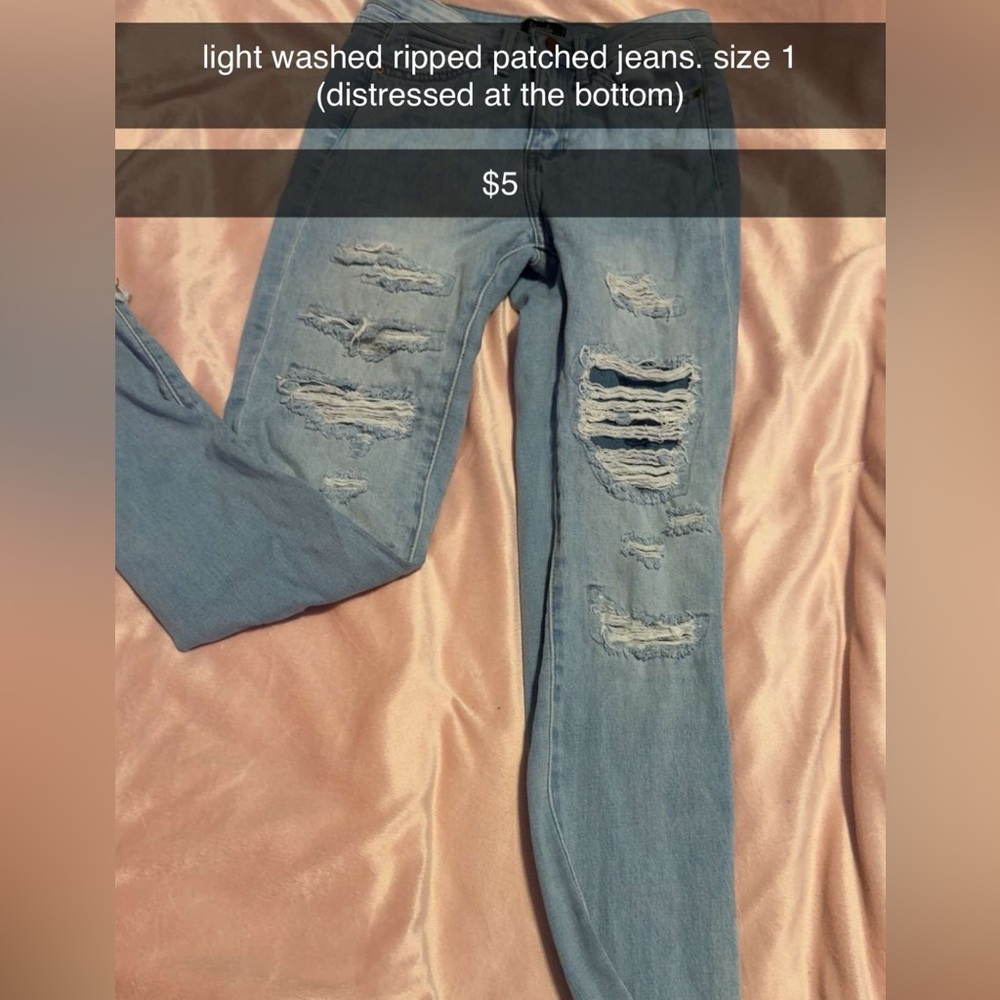 Distressed Blue Jeans